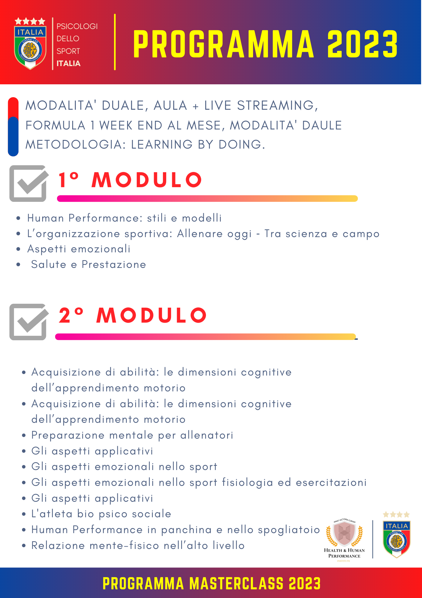 Programma di Masterclass 23 psicologi dello sport e dell esercizio fisico sport psico psicologia dello